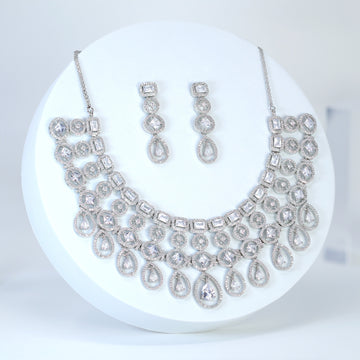 Cz Shape Of Elegance Statement Choker Necklace set, Gift for her, Bride Necklace, Wedding Necklace Set Cz.